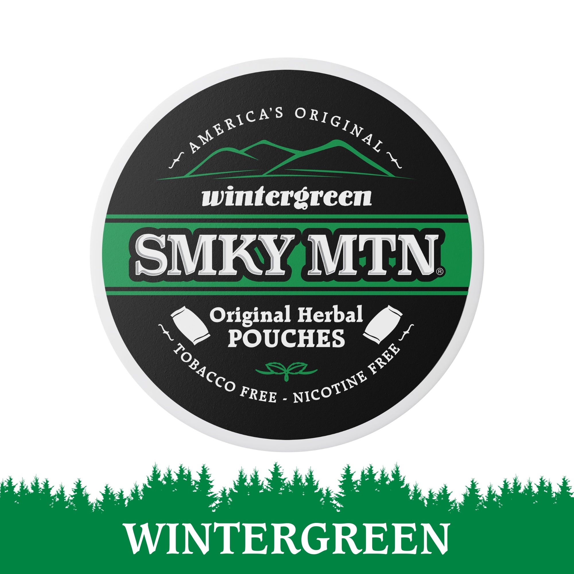 Smokey Mountain wintergreen herbal pouches packaging on a white background