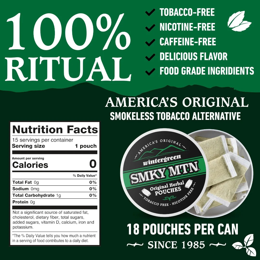 Advertisement for '100% Ritual' product with nutritional information and product image on a green background.