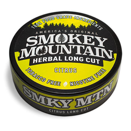 A can of smokey mountain citrus long cut on a white background.