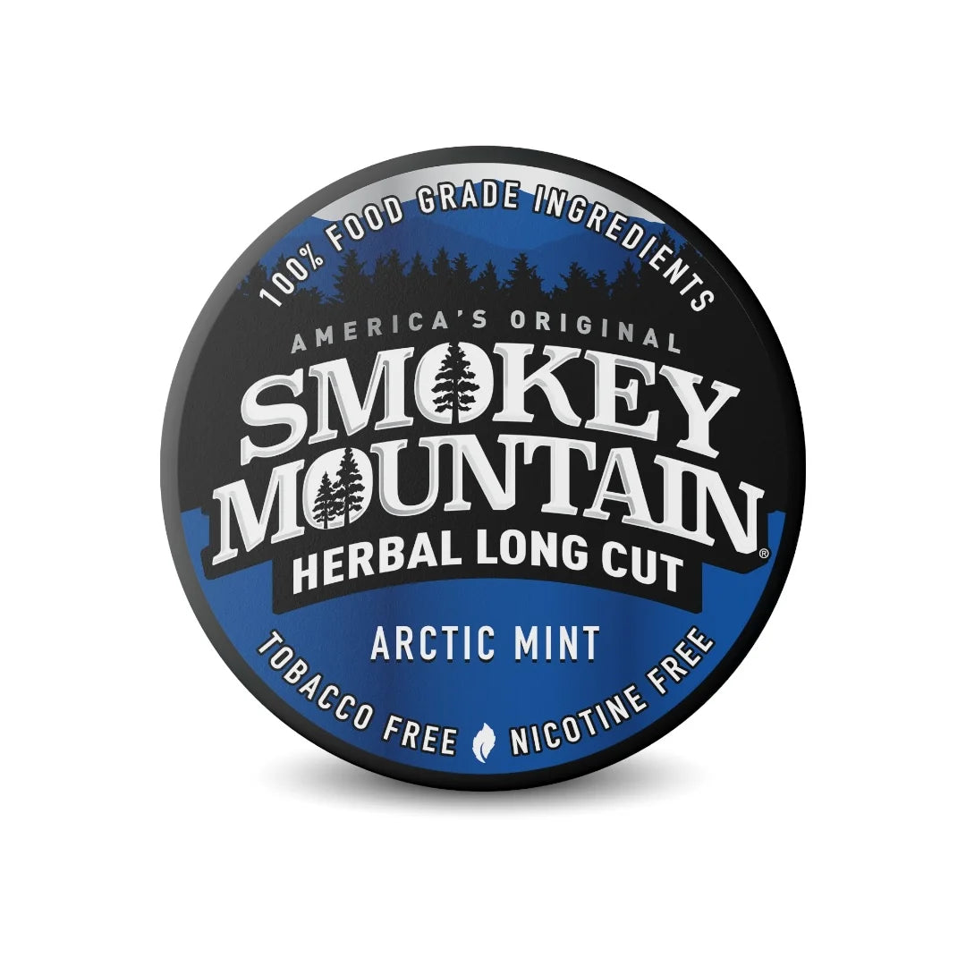 Smokey Mountain Herbal Long Cut Arctic Mint packaging on a white background
