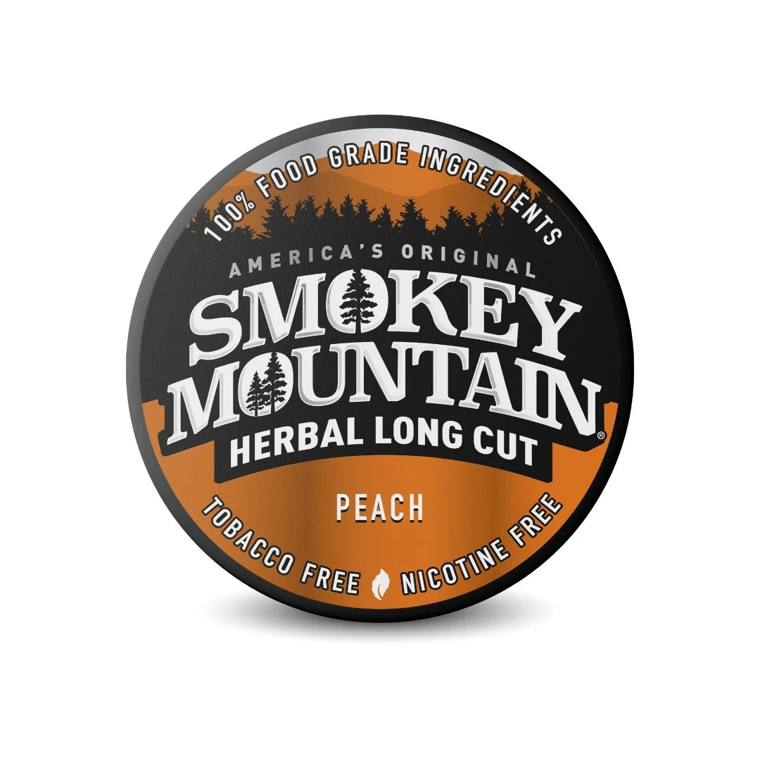 Smokey Mountain Herbal Long Cut Peach packaging on a white background