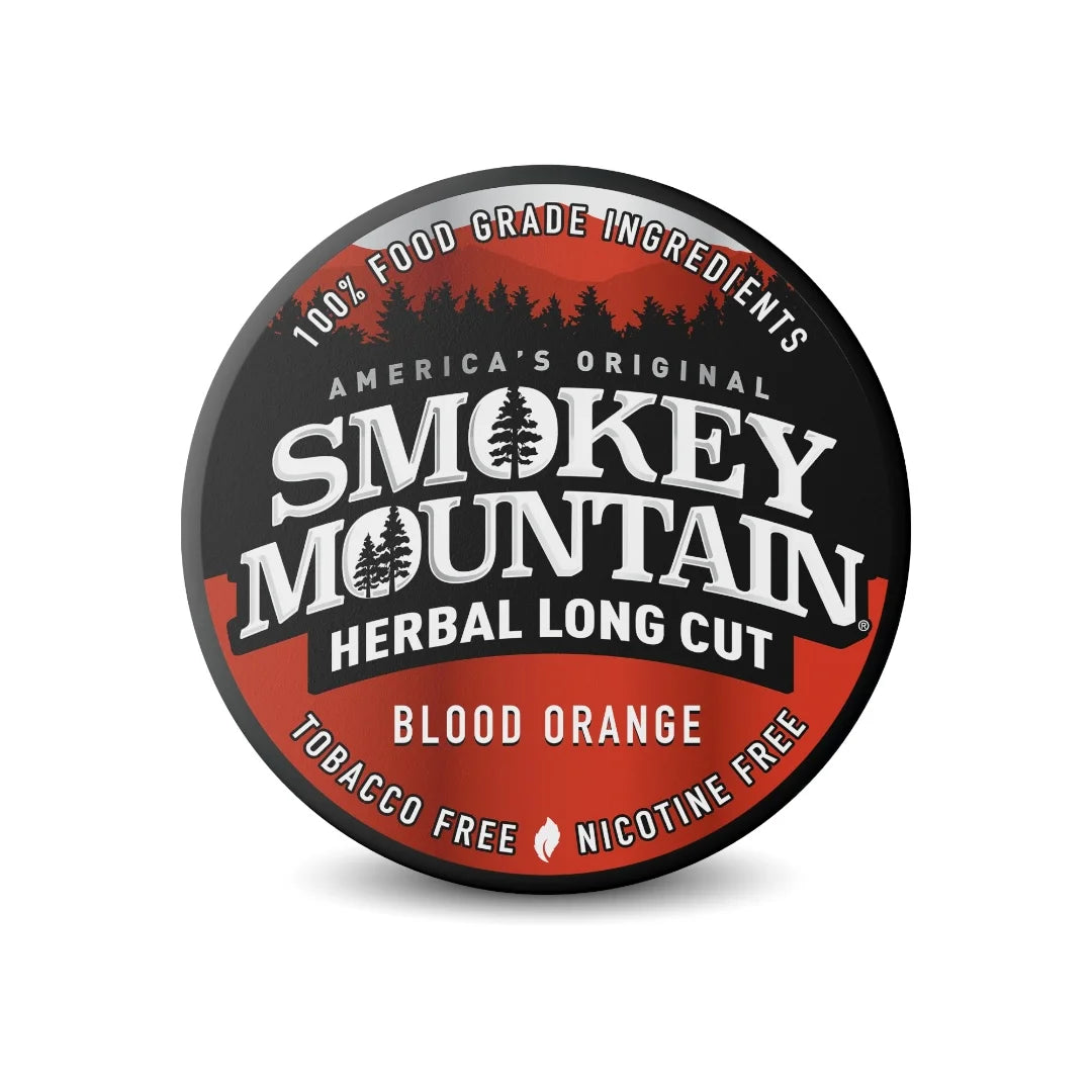 Smokey Mountain Herbal Long Cut Blood Orange packaging on a white background