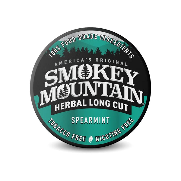 Smokey Mountain Herbal Long Cut Spearmint packaging on a white background