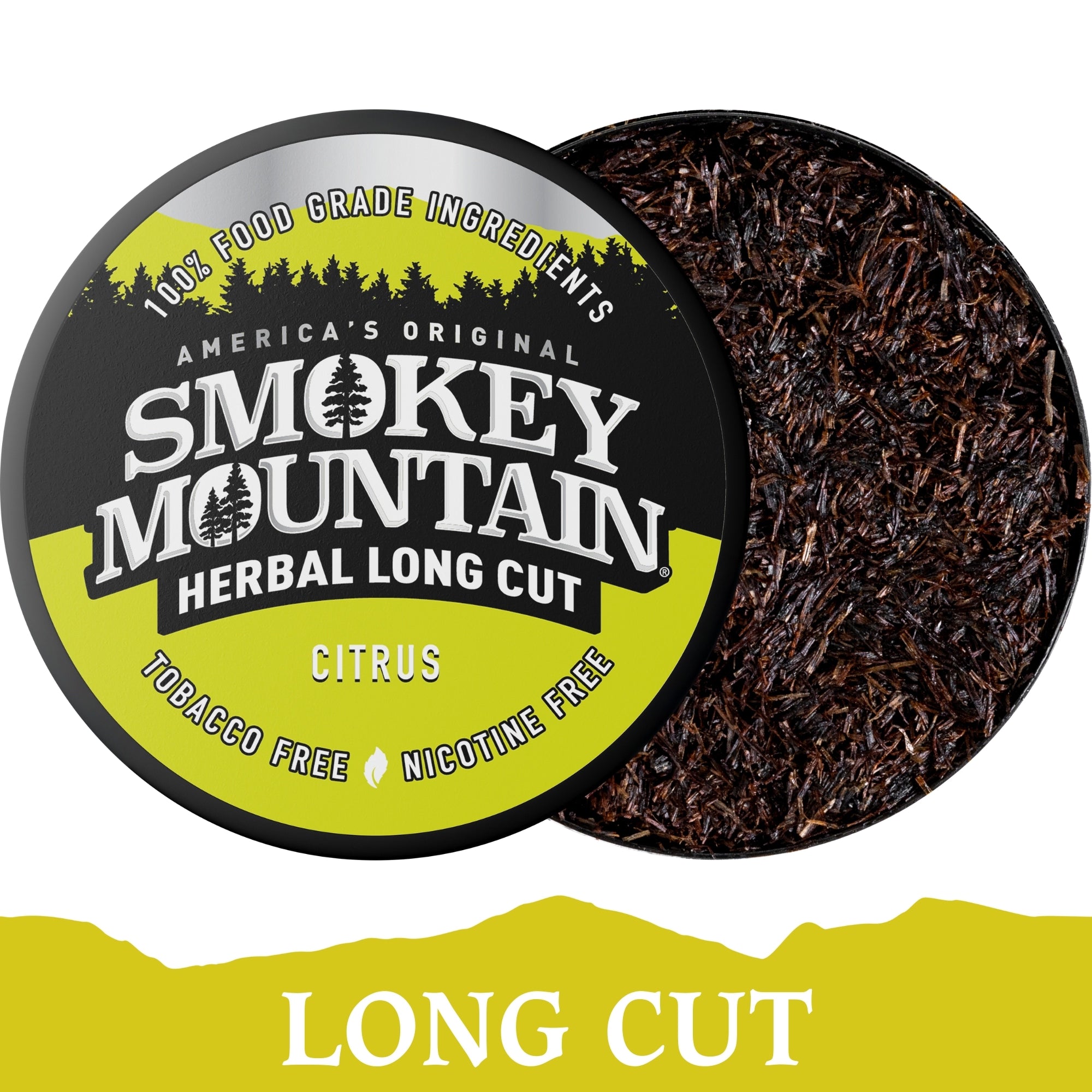 Smokey Mountain Herbal Long Cut product with visible branding and ingredients on a white background
