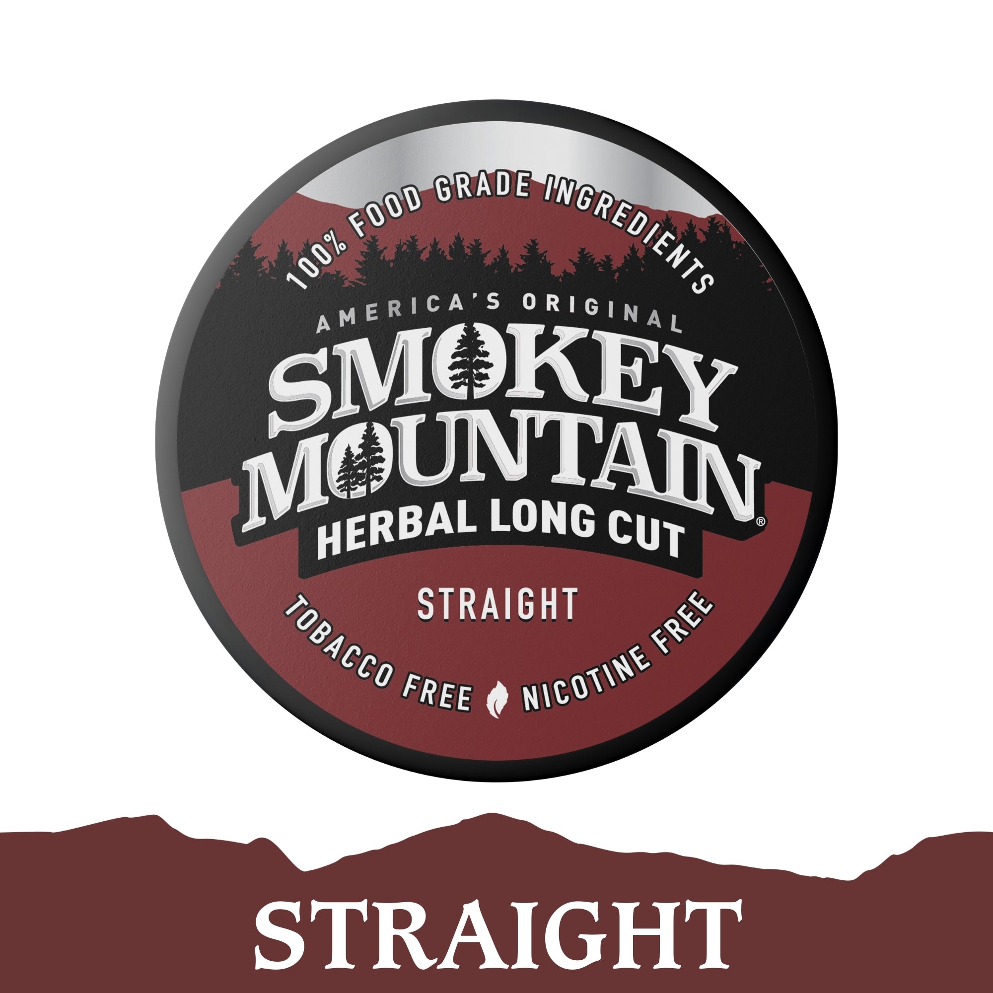 Smokey Mountain Herbal Long Cut packaging with branding and product details on a white background.