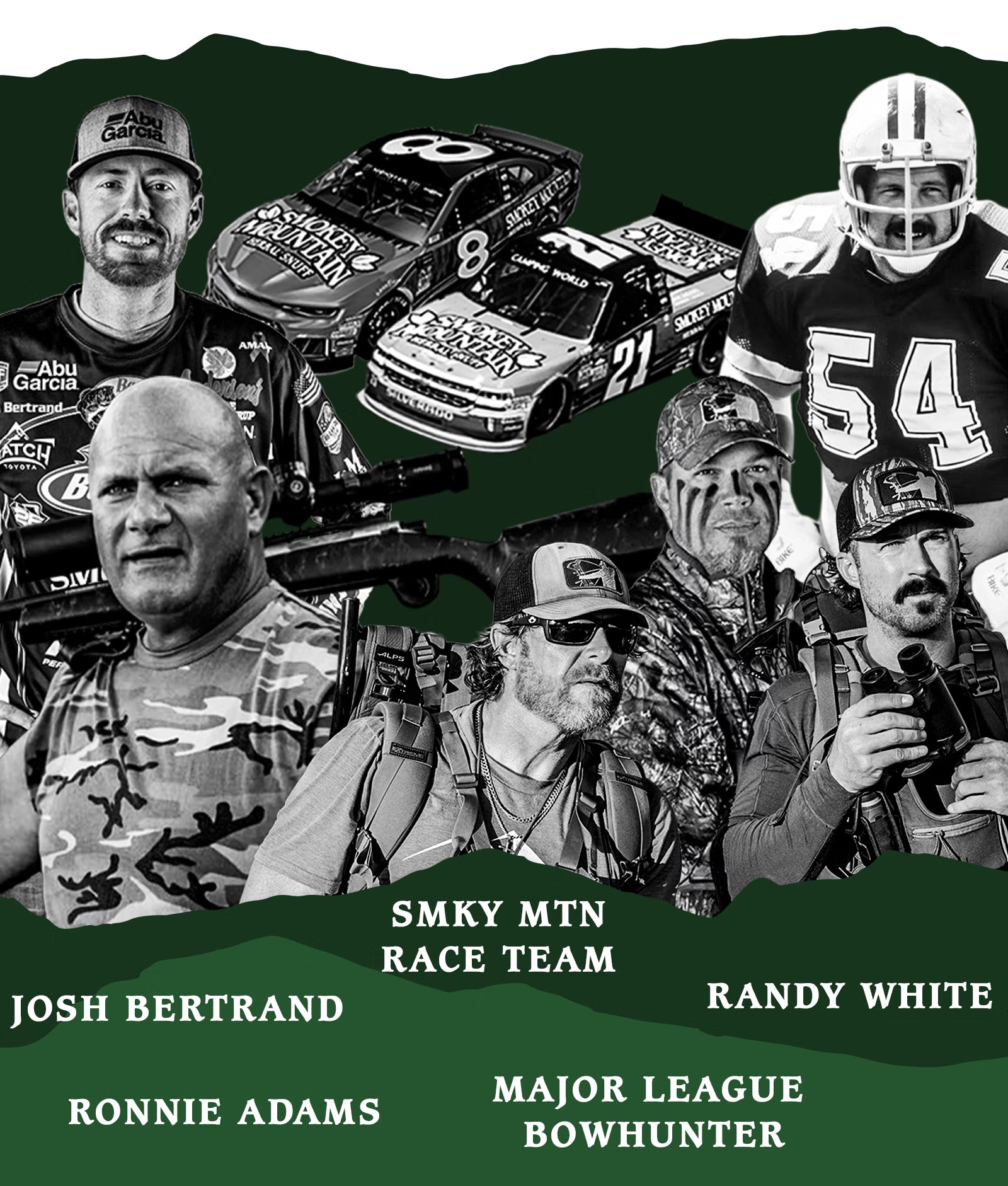 image of all smokey mountain ambassadors including, Ronnie Adams,MajorLeague Bowhunter, Josh Bertrand, and Randy White.