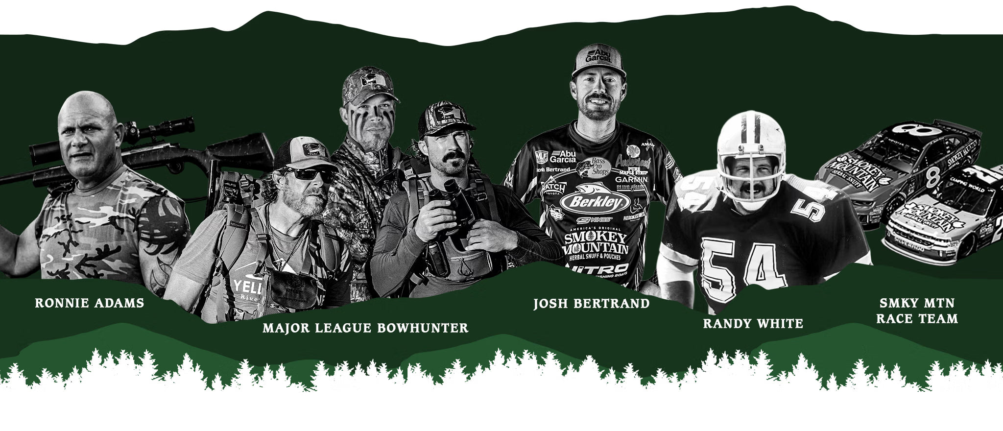 image of all smokey mountain ambassadors including, Ronnie Adams,MajorLeague Bowhunter, Josh Bertrand, and Randy White.