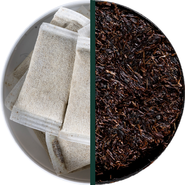 Caffeinated pouches on the left and herbal long cut on the right.